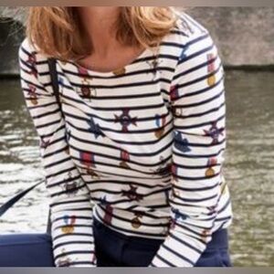 Boden Great Breton 'You've Earned These Stripes' long sleeve cotton tee Women 10